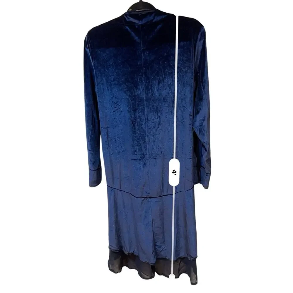 Urban Coco Velour Duster Coat Medium Sapphire Blue Chiffon Whimsygoth Fairycore
